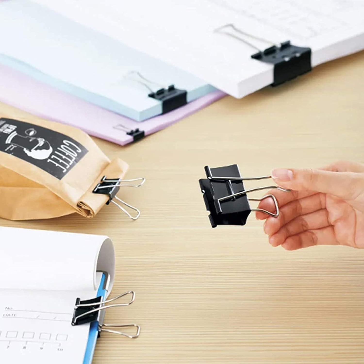 120 Pieces Binder Clips - Heavy Duty Metal Clamps for Organizing Papers (Files – Office Supplies – and Schoolwork - Durable – Reusable – Ideal for Home – Office – and Classroom Use (12Pcs 51mm – Black))