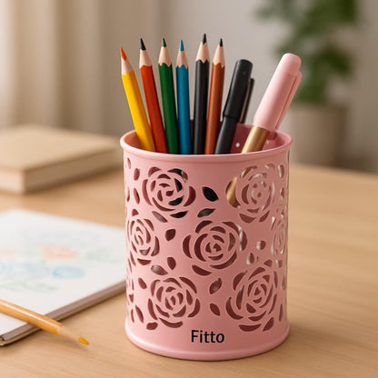 Pink Pen Holder Round 8x9cm Desk Organizer