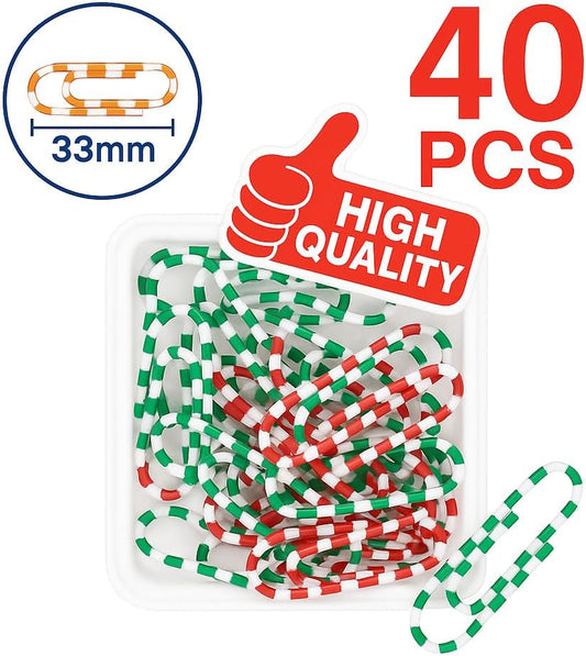 40 Pieces Paper Clips 35mm Plastic Coated Assorted Color Office Stationery