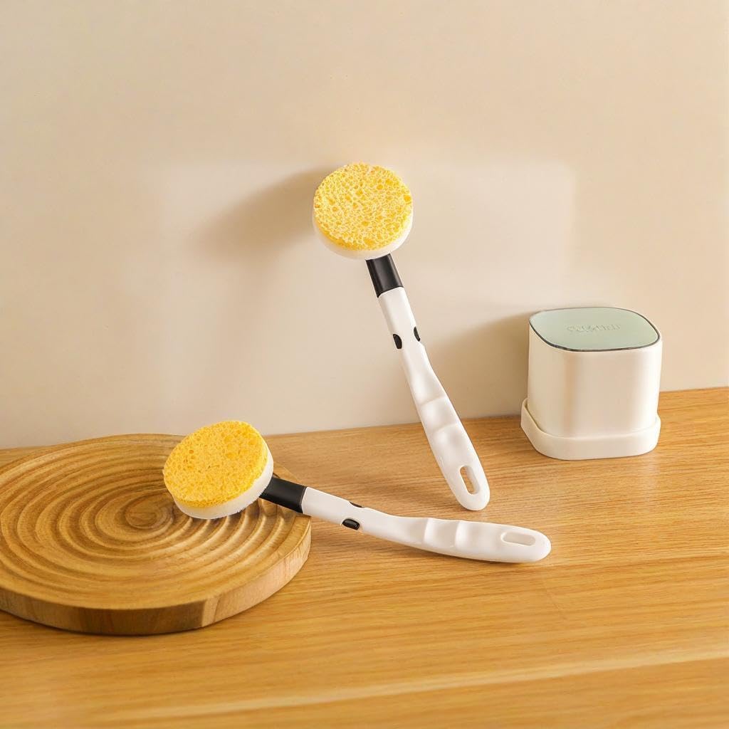 144 Pieces Long Handled Wood Pulp Cotton Pot Brushes (Ergonomic Design)