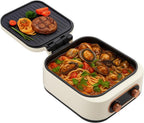48 Pieces 1800W Electric Grill & Hot Pot Cookers with Non-Stick Baking Tray (White)