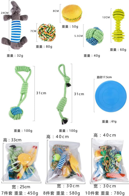 Dog Rope Toy Set – Assorted Colors for Dogs pack of 10