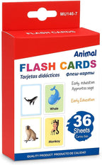 120 Pieces 36 Sheets Animals Series Flash Cards (12x7.7cm for Kids Learning and Play)