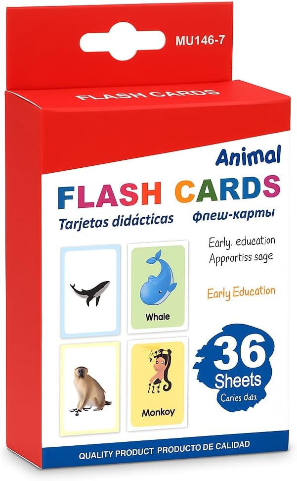 120 Pieces 36 Sheets Animals Series Flash Cards (12x7.7cm for Kids Learning and Play)