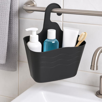 Plastic Hanging Shower Basket, Black - Durable, Space-Saving Shower Organizer with Easy Installation for Bathroom Storage