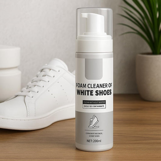 White Shoe Cleaning Spray, 200ml - Gentle and Effective Cleaner for White Sneakers, Leather, Canvas, Mesh, and Suede Shoes – Restores Shine, Removes Stains, and Prevents Yellowing