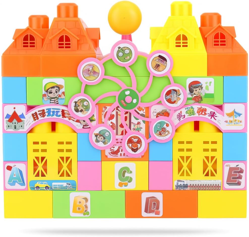 60 Pieces Plastic Building Blocks Castle Set of 68 Pieces for Kids (Educational and Creative Construction Toy for Boys and Girls – Ideal for STEM Learning – Motor Skill Development – and Fun Playtime)