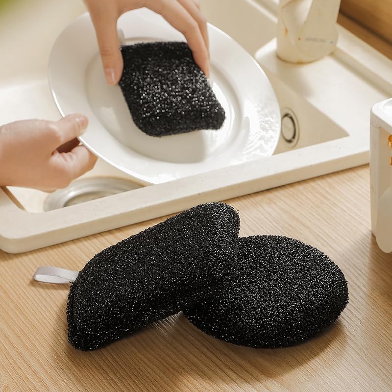 Textured Scrubbing Cloth – Multi-Purpose Cleaning Pads – Black & White – 20.2g – Polyurethane + PET + Polyester – Pack of 6