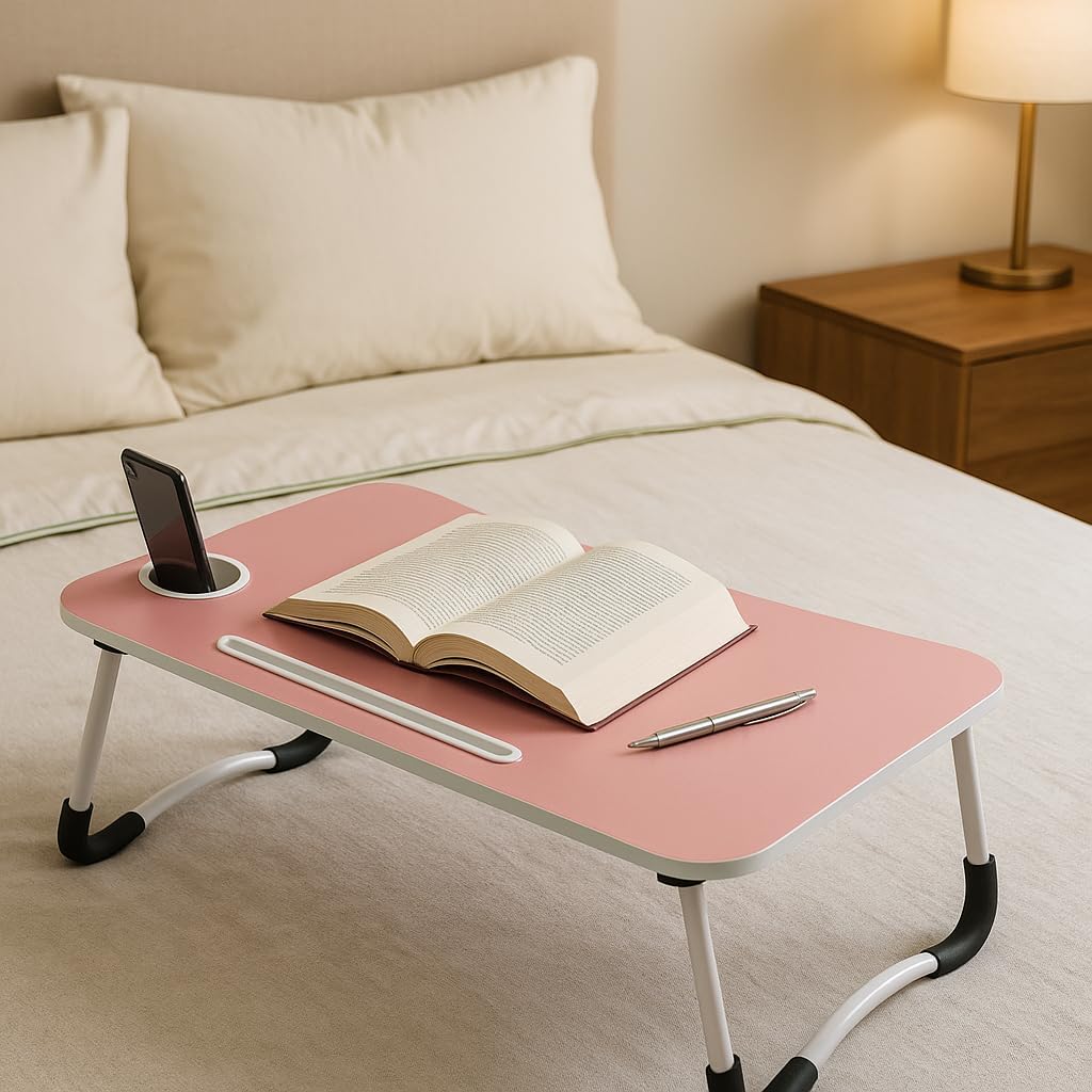96 Pieces Study/Laptop Tables (Pink - Adjustable Height & Ergonomic Desk – Portable Workstation for Home – Office – Kids – and Students – Foldable and Compact – Sturdy Construction)