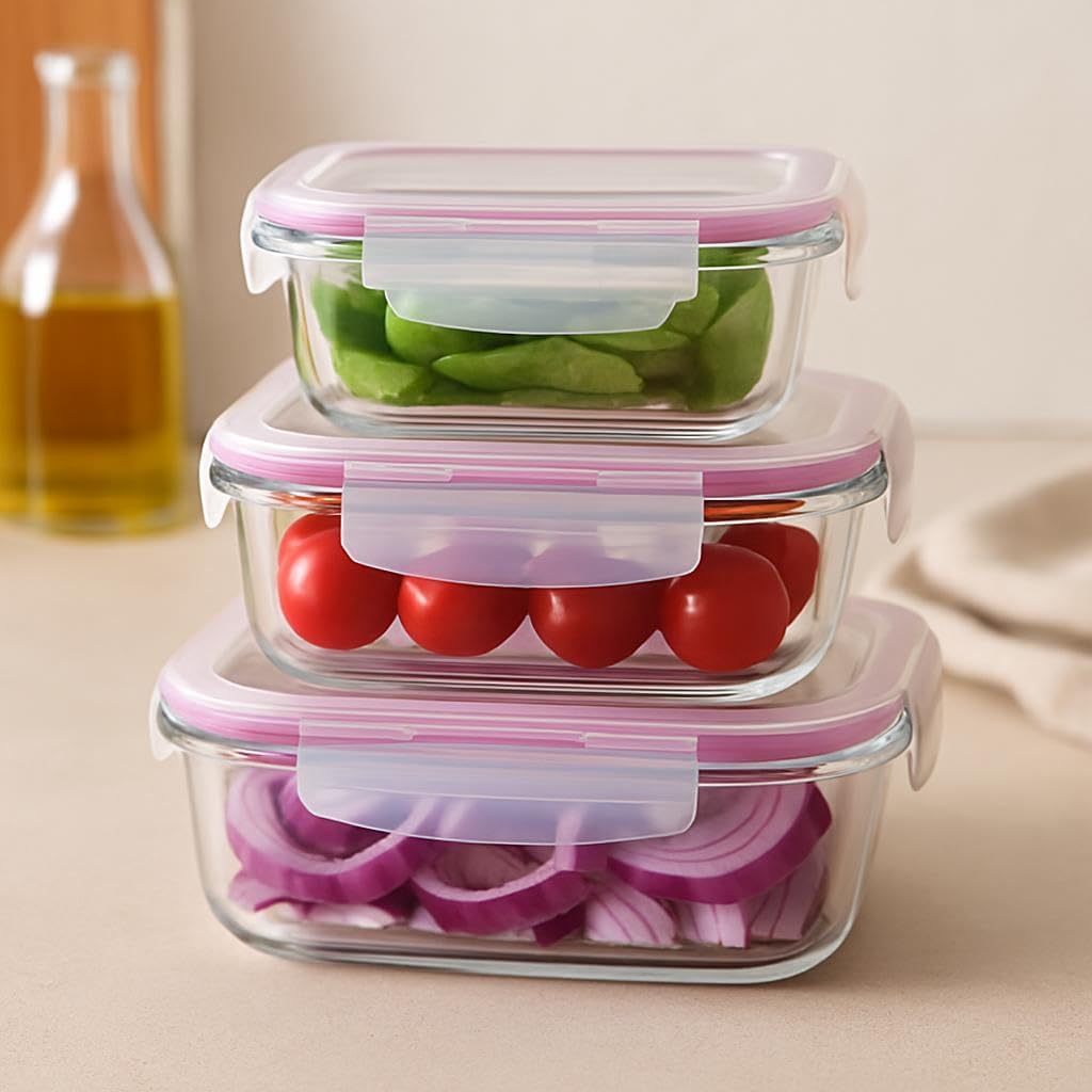 72 Pieces 3Pcs Microwave Glass Storage Sets with Lid (400ml (640ml – 1040ml))