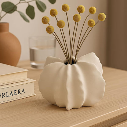 Classic White Ceramic Flower Vase 16x16cm Home Decor Accent