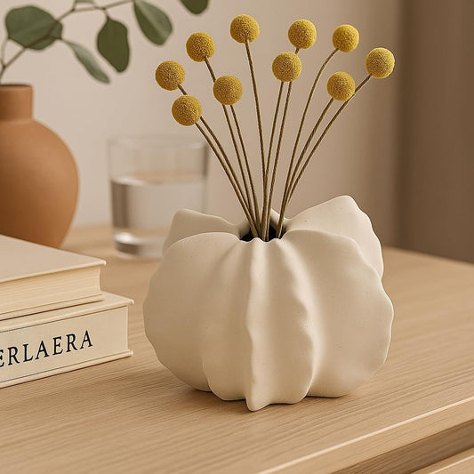 Classic White Ceramic Flower Vase 16x16cm Home Decor Accent