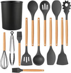 72 Pieces 12 Pieces Silicone Cooking Utensils Set - Non-Sticks (Heat Resistant – BPA-Free Kitchen Tools with Wooden Handles for Cooking – Baking – and Frying - Durable – Easy to Clean Utensil Set)