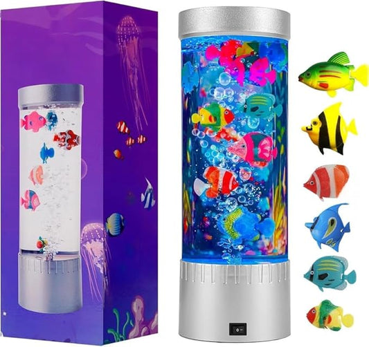 Fitto Bubble Fish Lamp - Colorful LED Night Light for Kids' Rooms, Soothing Underwater Aquarium Effect, Ideal for Nursery Décor, Relaxation, and Sleep Aid, Great Gift Idea