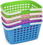 144 Pieces Pink Plastic Organizing Storage Baskets with Handles and Holes - Multi-Purpose Small Bin for Kitchen (Bathroom – Toys – and More - Durable – BPA-Free – Lightweight and Easy to Clean)