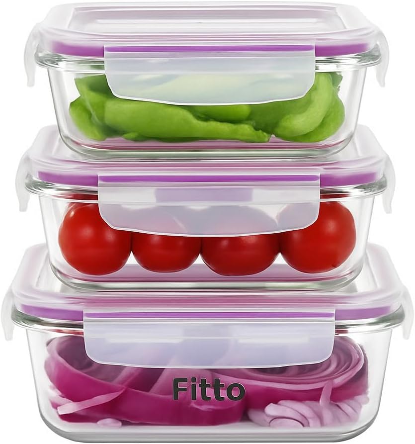 72 Pieces 3Pcs Microwave Glass Storage Sets with Lid (400ml (640ml – 1040ml))