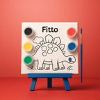 96 Pieces Dinosaur Art Sets with 6x4″ Canvas Boards (Easel – 6 Colors & Brush)