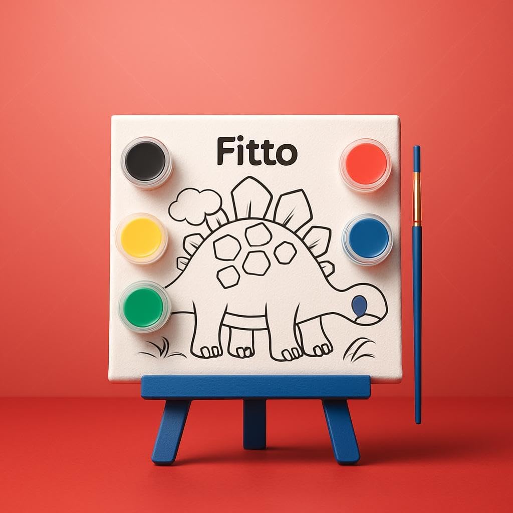 96 Pieces Dinosaur Art Sets with 6x4″ Canvas Boards (Easel – 6 Colors & Brush)