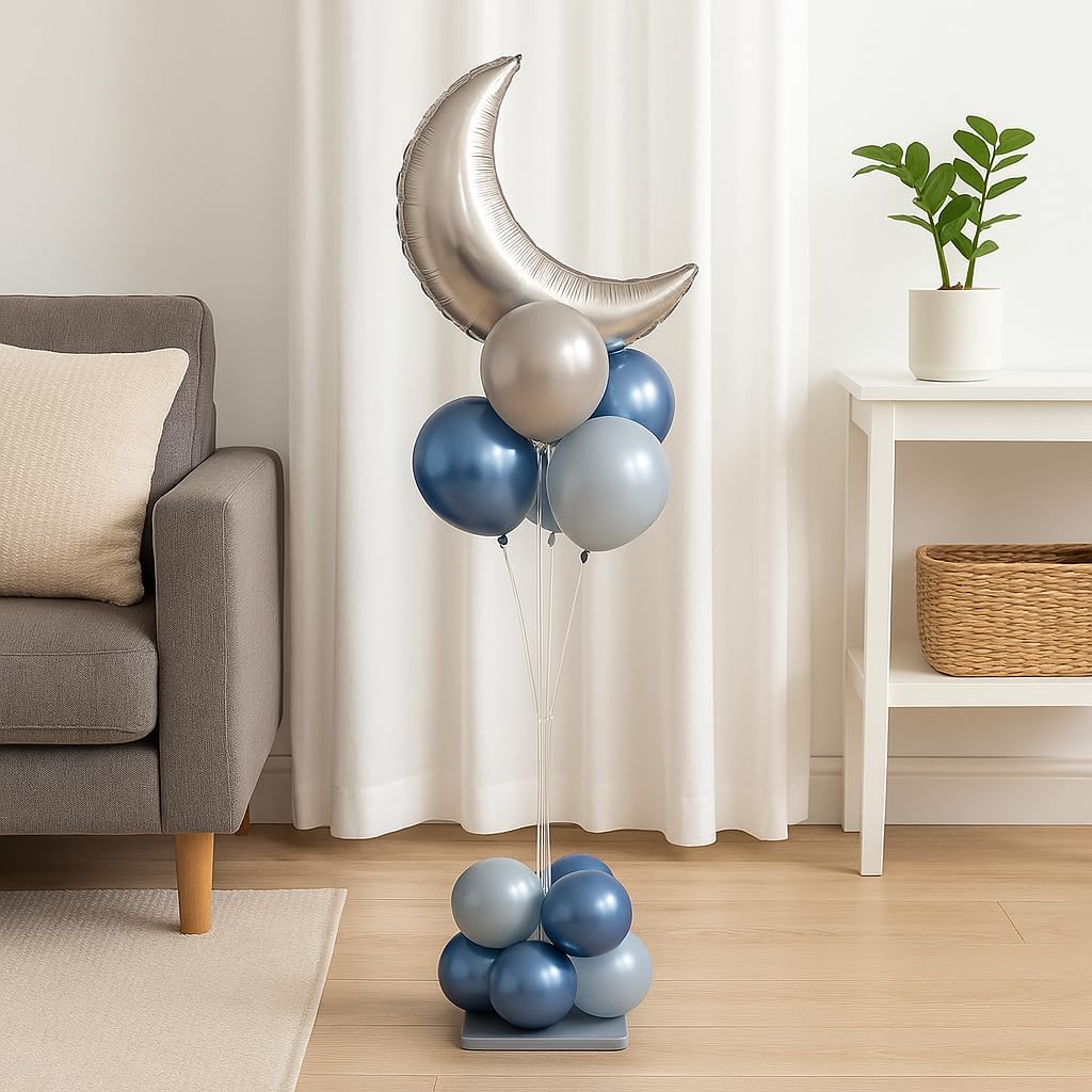 120 Pieces Balloon Stands with Stone 7 Sticks Set (20x125cm for Event Décor)