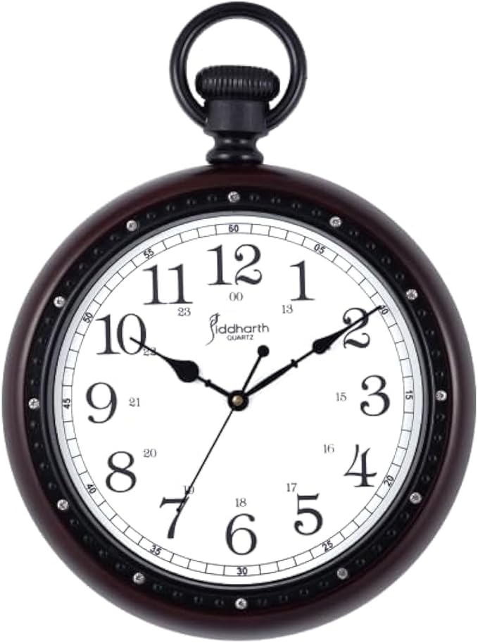 FITTO Elegant Hanging Model Wall Clock - Classic Design with Quiet Quartz Movement, Ideal for Living Room, Kitchen, or Office Decor