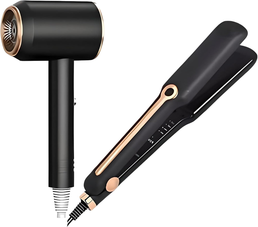 60 Pieces Hair Dryer Instant Dryer + Hair Straighteners (1200W – 2-in-1 Professional Blow Dryer & Hair Straightening Comb for Frizz-Free – Silky – and Smooth Hair – Fast Drying & Styling – Salon Quality)