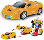 96 Pieces 2 In 1 Transformer Sports Car Transform Automatically From Robot Mode To Sports Car Modes with Light and Music