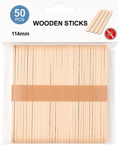 Wooden Sticks 114mm x 10mm, 50 Pieces, Craft Sticks, Wooden Color, DIY Projects, Art Supplies