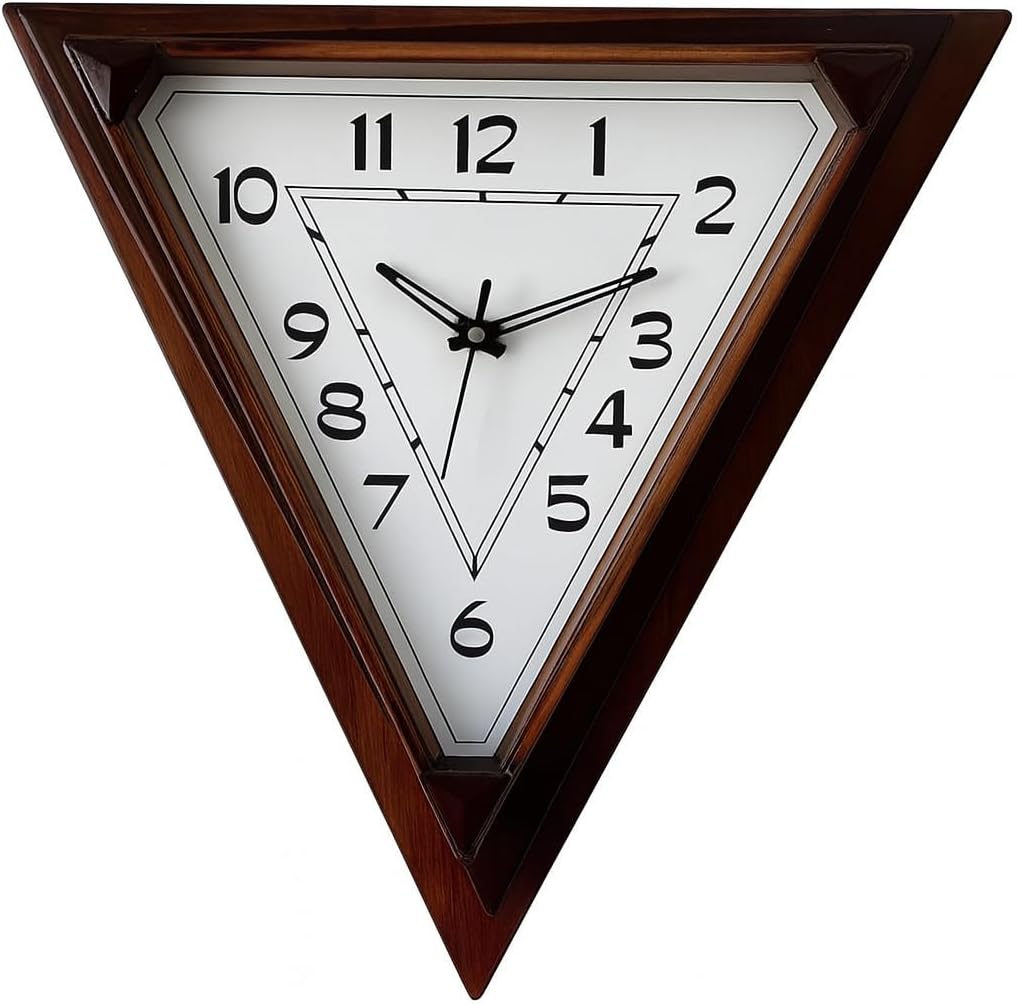 60 Pieces Triangle Shaped Wall Clock - Modern Geometrics (Silent Movement – Easy to Read – Minimalist Decor for Home and Office)