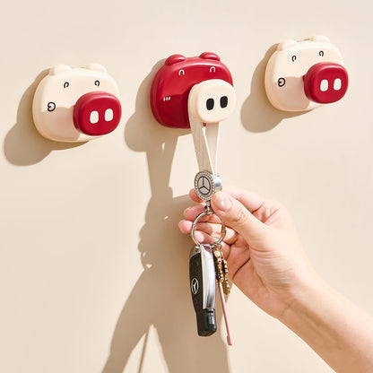 Cartoon Suction Cup Hooks – Fun Cream & Red Design - Pack of 4