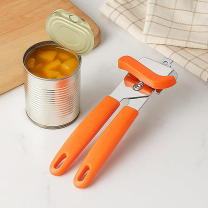 Can Opener with Plastic Handle – Heavy Duty, Ergonomic Design, Rust-Resistant Stainless Steel Blade, Easy Grip, Manual Handheld Opener for Smooth and Safe Cutting, Kitchen Essential