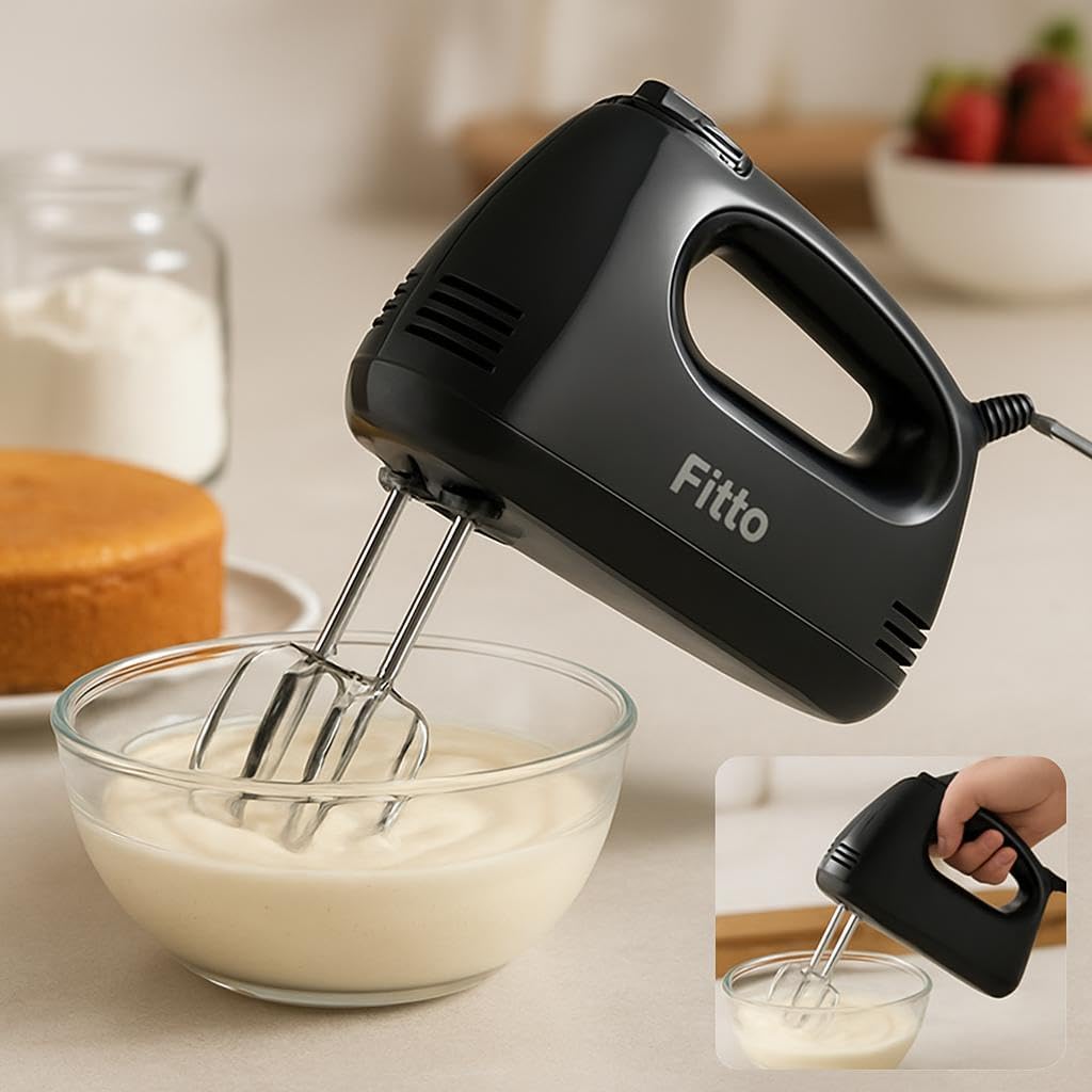 Electric Hand Beater for Mixing Cake Batters, Frostings, and Atta