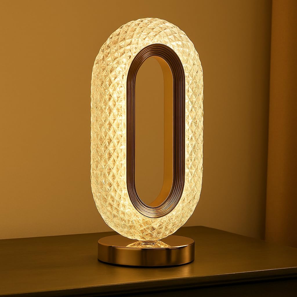 Touch Control Crystal Table Desk Lamp - Elegant LED Light with Adjustable Brightness, Dimmable Touch Sensor, Modern Decor for Office, Bedroom, Living Room, Nightstand, and Study