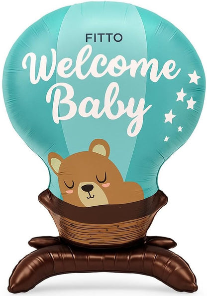 Blue Foil Balloon Welcome Baby Design 56x90CM - Baby Shower Decor and Party Decoration
