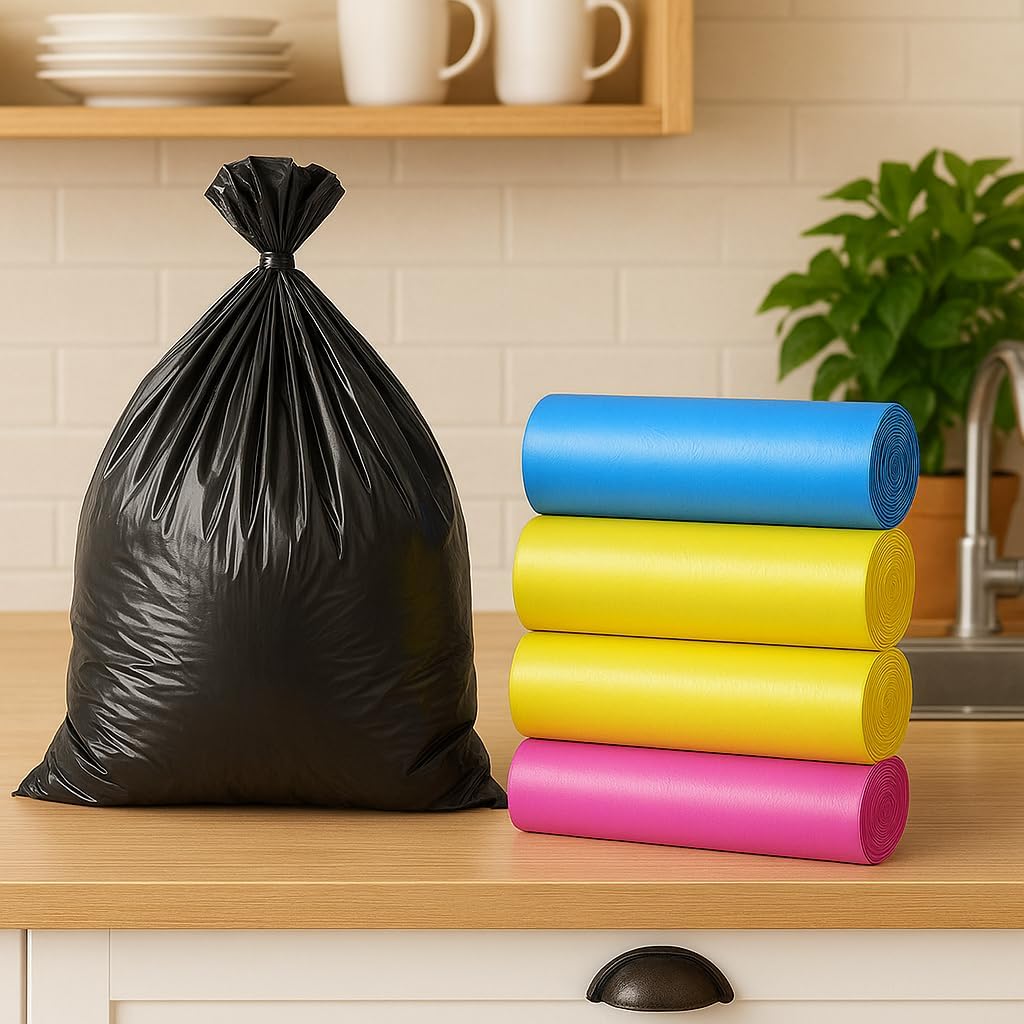 120 Pieces 63x46cm Garbage Bags (330 Gallon – Assorted Colors – Pack of 7)