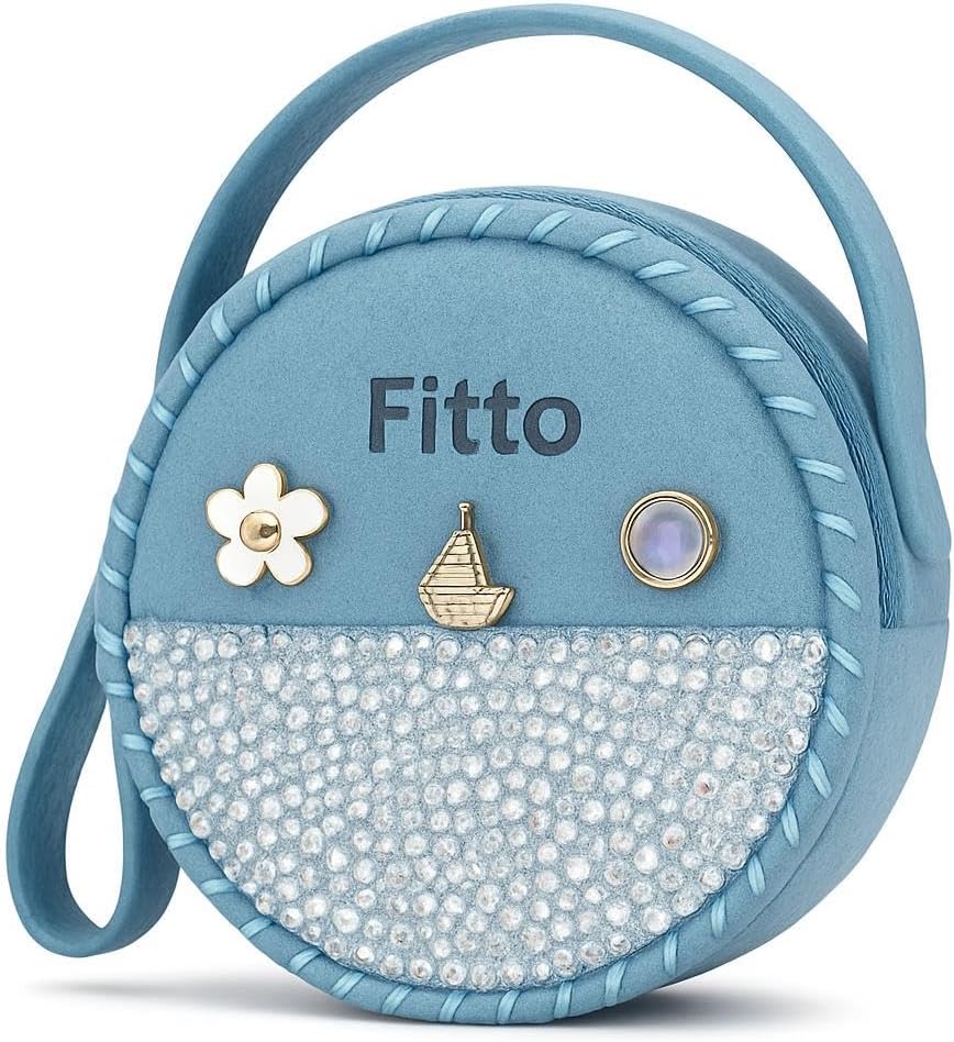 96 Pieces Small Round Wool Makeup Bags with Handle - Blue Portable Travel Cosmetic Organizer