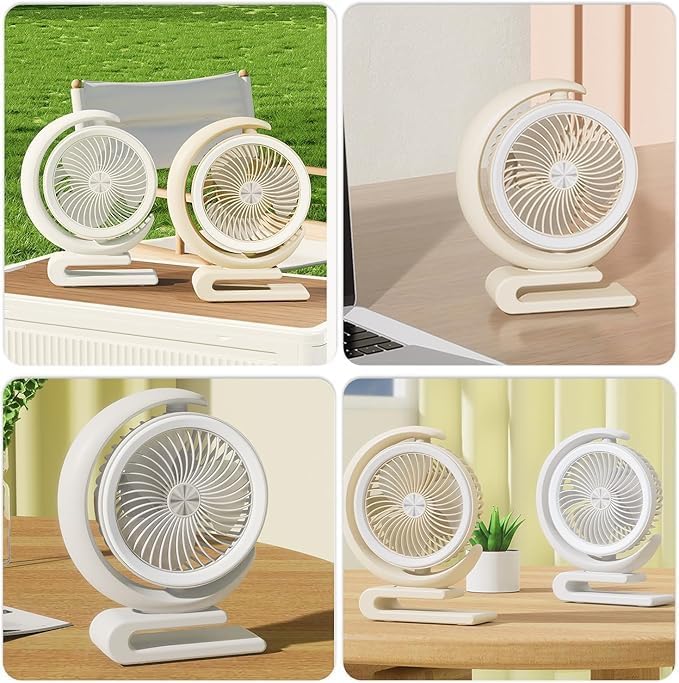 60 Pieces Rechargeable High-speed Table Fans with USB Charging (Portable Moon Fan – Silent Fan Rotates 360° – Multicolour)