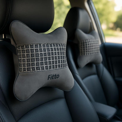 Car Headrest Neck Cushion Pillow with pattern, pack of 2, Grey