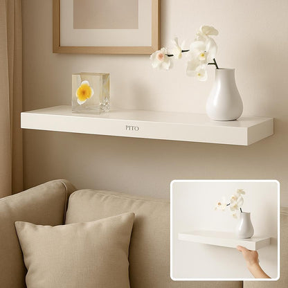 Wall Shelf 80x19.5cm, White Floating Shelf for Home Decor