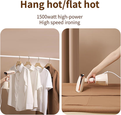 Professional Portable Steam Iron for Clothes, 1500W - Fast Heating, Anti-Drip, Vertical Steaming, Ceramic Soleplate, Ideal for Home and Travel Use