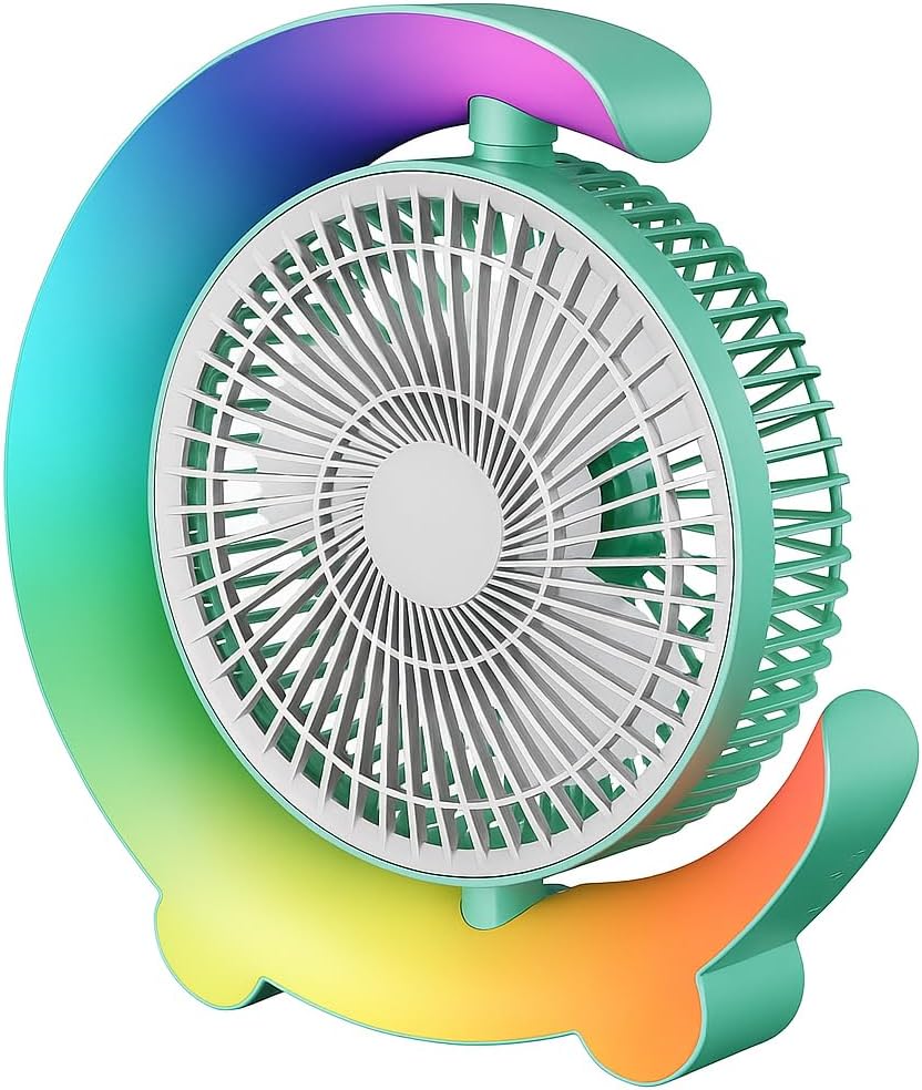 72 Pieces Desk Fans (Strong Airflow – Quiet – 3 Speed Wind – Mini Table Fan – Type-C Charging – Colorful Light – Rotatable)
