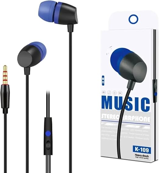 Fitto Black Wired in-Earphone Stereophonic Sound With Mic, Built-in Microphone, Bass, 3.5mm Jack, Suitable For All Mobile Phones, Android & Mac Mobiles, Ear Phone, Music