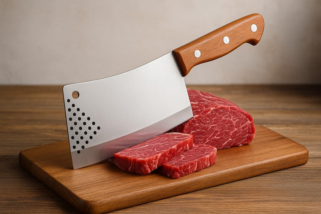 96 Pieces Stainless Steel Meat Chopper Knives with Wooden Handle (Heavy Duty Cleaver for Kitchen – Butcher Knife for Meat Cutting)