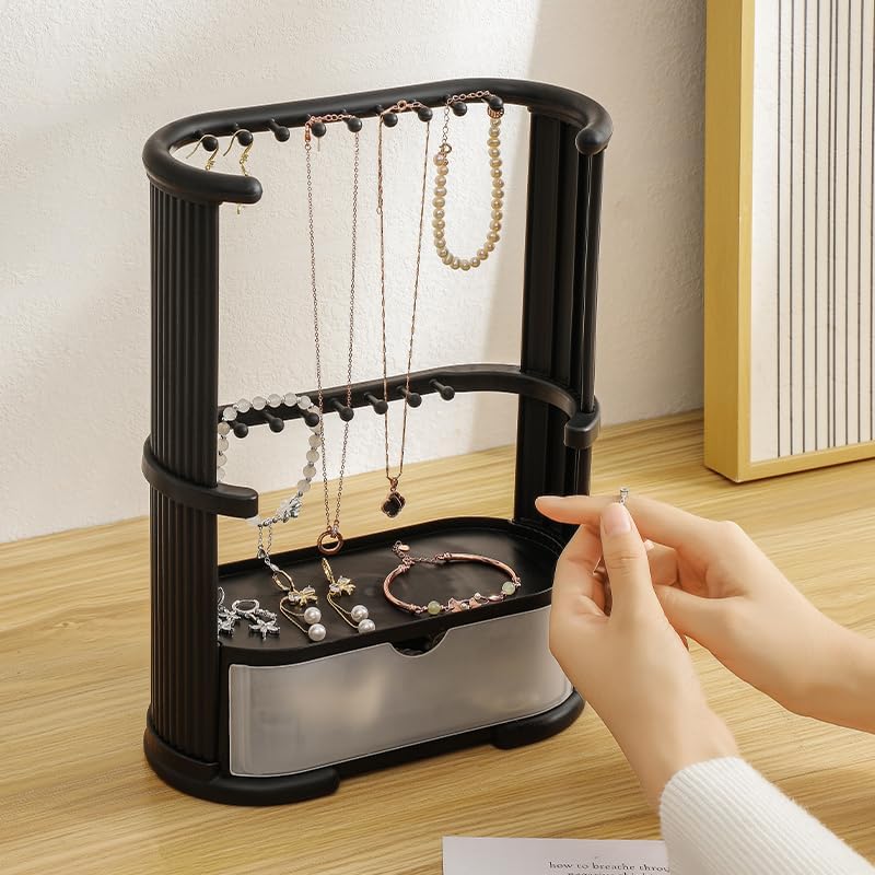 Three Layer Jewelry Storage Rack – Compact Design in White