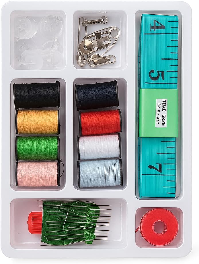 Portable Travel Sewing Kit Box with Color Needle Threads for Hand Stitching