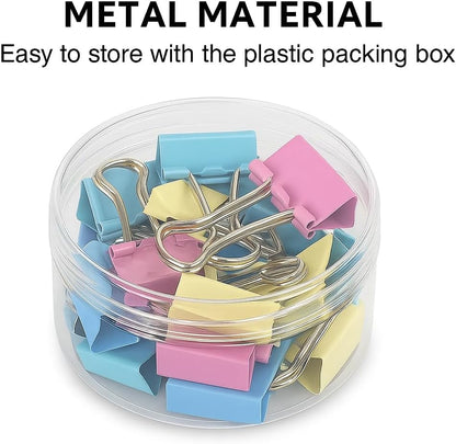 Binder Clips 60 Pack 15mm, Assorted Colors, Office and School Supplies