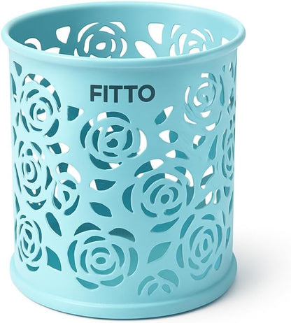 Sky Blue Pen Holder, Round Desk Organizer 8x9cm