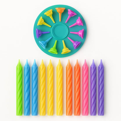 Birthday Candles Spiral Pattern 24 Pieces & 12 Stands – Spiral Candle Arrangement, Birthday Party Candles, Tabletop Candle Decoration, Party Supplies, UAE