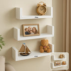72 Pieces C-Shape Wall Shelves Set of 3s (White Square Edge Floating Shelves)