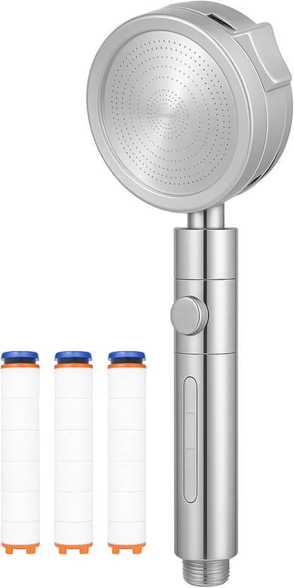 EcoLux High-Pressure Showerhead with 3-Mode Spray & Built-In Filter – Removes 98% Impurities, Easy 5-Minute Installation, Includes 3 Replacement Filters