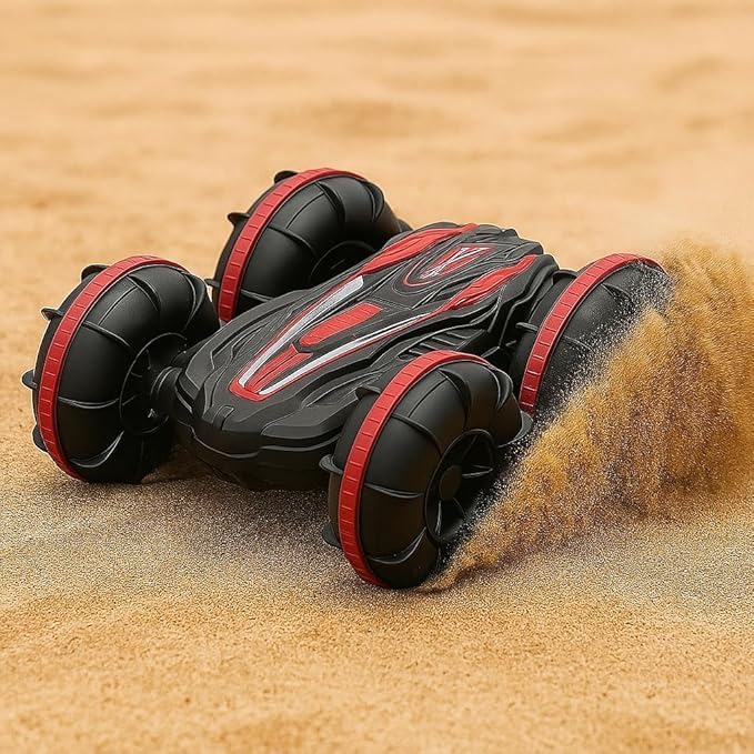 48 Pieces Remote Control Car Water and Land Driving Amphibious RC Cars (Waterproof Stunt RC Car – Red)
